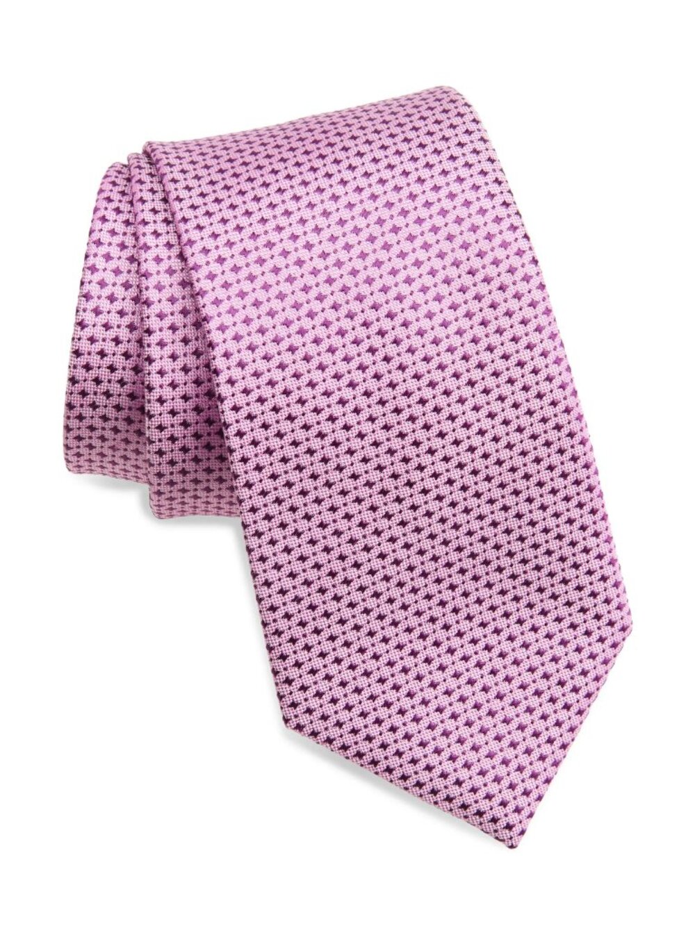 NWT - DUCHAMP London - 100% Silk Tie Pink with subtle maroon diamond pattern